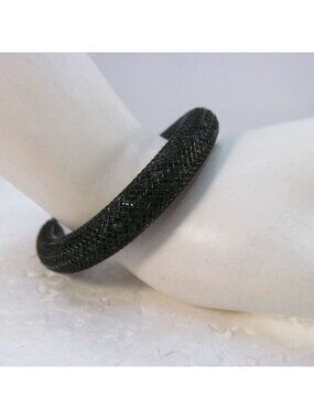 Woman's Black Mesh Tube Bracelet 6.5 inch Lightweight with Lobster Claw Clasp
